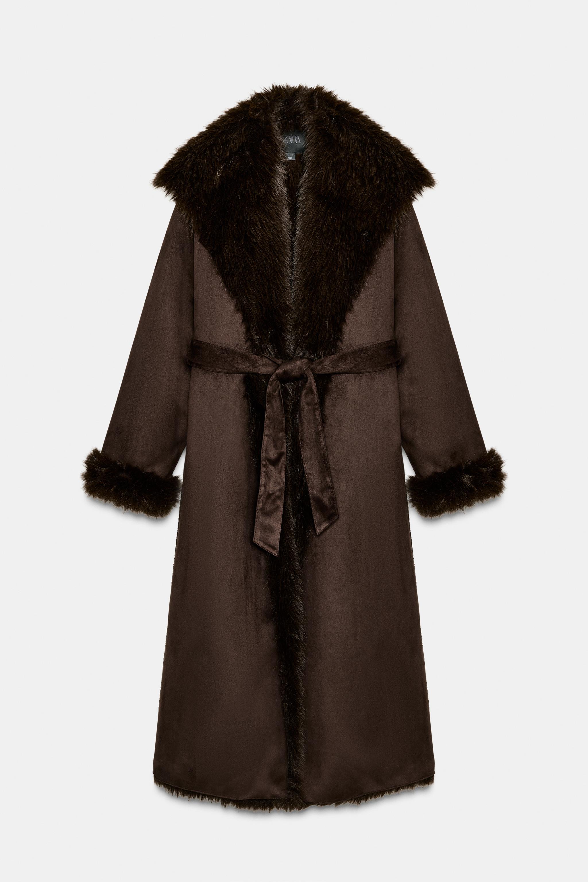 BELTED FAUX FUR COAT ZW COLLECTION